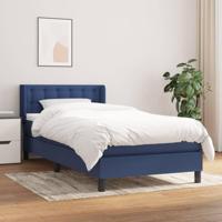 Boxspring met matras stof blauw 90x190 cm - thumbnail