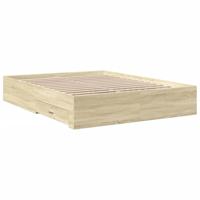 Bedframe met lades bewerkt hout sonoma eikenkleurig 160x200 cm - thumbnail