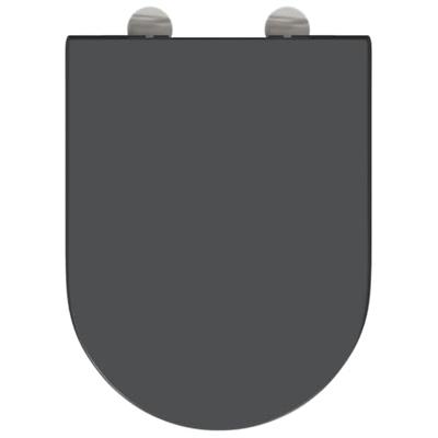 VidaXL Toiletzitting antraciet 49 x 36 x 4 cm duroplast