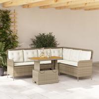 2-delige Loungeset met kussens poly rattan beige - thumbnail