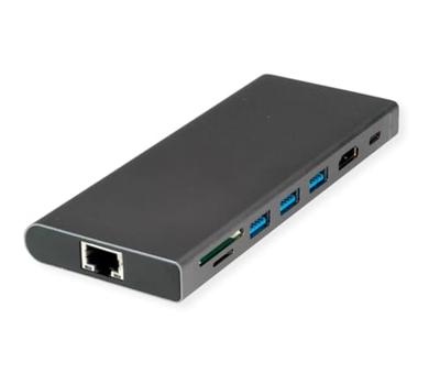 VALUE USB Type C Docking Station, HDMI 4K60 , 4x US3.2Gen1 (1x C + 3x A), 1x PD, 1x SD/TF, 1x RJ45, 1x 3.5mm
