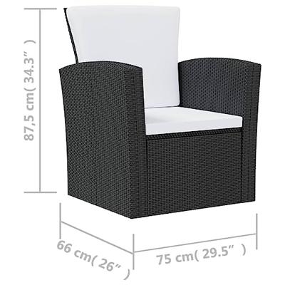 8-delige Loungeset met kussens poly rattan zwart