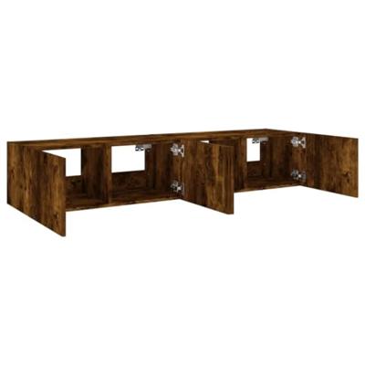 Tv-wandmeubels met LED 2 st 80x35x31 cm gerookt eikenkleurig Tv-wandmeubels met LED 2 st 80x35x31 cm gerookt eikenkleurig