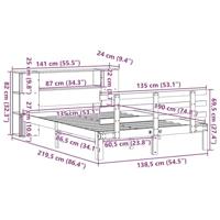 Bed met boekenkast zonder matras grenenhout wit 135x190 cm - thumbnail