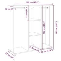 Kledingkast met wielen 102x38x110 cm bewerkt hout zwart - thumbnail