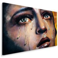 Schilderij - Meisje in Tranen, Premium Print op Canvas - thumbnail
