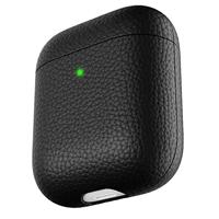 Keybudz Artisan Leren beschermhoes voor Apple AirPods Case, etui hoes, echt leer, hoofdtelefoon oortelefoon accessoires oplaadcase, zwart - thumbnail