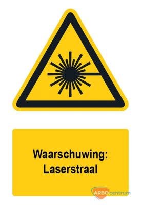Waarschuwingsbord / sticker laserstraal met tekst - A4