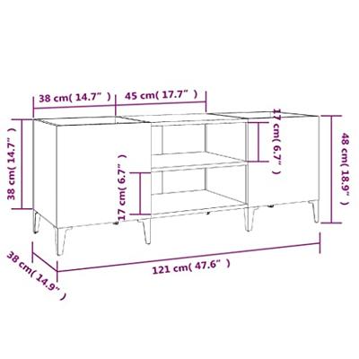 Platenkast 121x38x48 cm bewerkt hout wit - thumbnail
