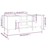 Platenkast 121x38x48 cm bewerkt hout wit - thumbnail