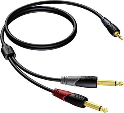 Procab CLA713/3 verloopkabel 1x Mini-jack naar 2x Jack 3m