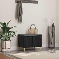 Halbank met kussen met opslag Zwart Eiken 60 x 38 x 46 cm - thumbnail