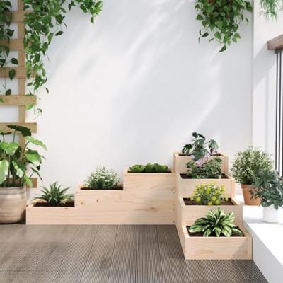 Plantenbak 4-laags 106x104,5x36 cm massief grenenhout