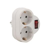 Enzo Randaarde stekkeradapter dubbel schakelaar 6140885 - thumbnail