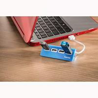 Hama 4-poorts USB 2.0-hub blauw, 00012179 - thumbnail