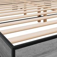 Bedframe bewerkt hout metaal grijs sonoma eiken 200x200 cm - thumbnail