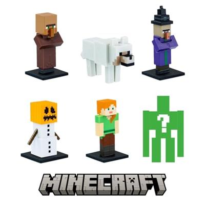 Doos met 6 kleine beeldjes - BANDAI - Minecraft - 1 mysteriebeeldje