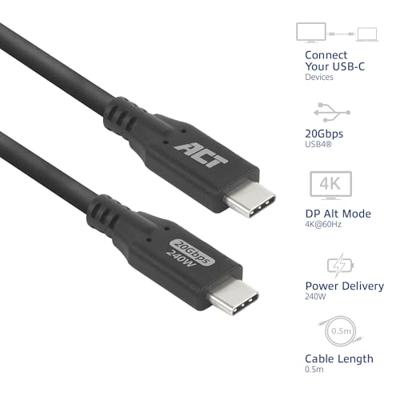 ACT USB4 20Gbps 240W USB Type-C 0.5m