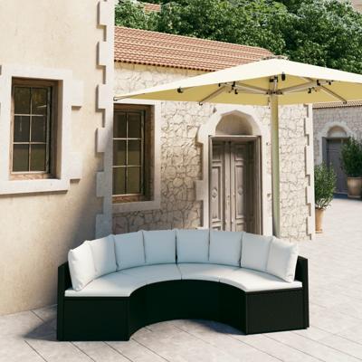 vidaXL 4-delige Loungeset met kussens poly rattan zwart vidaXL 4-delige Loungeset met kussens poly rattan zwart