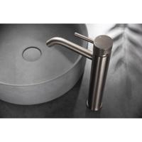 Wiesbaden Ribbd XL Wastafelkraan Verhoogd - Geborsteld Staal - thumbnail