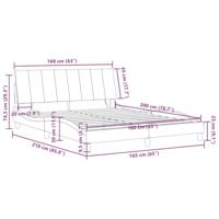 Bedframe met LED zonder matras "Hanko" fluweel roze 160x200 cm - thumbnail