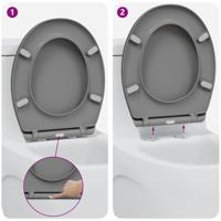 VidaXL Toiletzitting grijs 47 x 37 x 4 cm duroplast - thumbnail