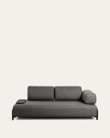 3-zitsbank Compo donkergrijs met klein dienblad 232 cm - thumbnail
