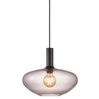 Zwarte hanglamp Nordlux &apos;Alton 35&apos; E27 fitting smokeglas 35 cm