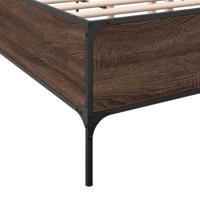 Bedframe bewerkt hout metaal bruin eikenkleur 135x190 cm - thumbnail