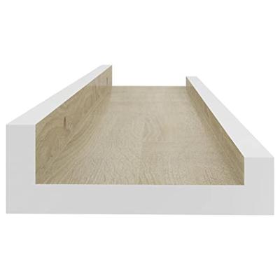 Wandschappen 2 st 40x9x3 cm wit sonoma eikenkleurig