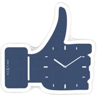 NeXtime klok 5185bl mini thumbs up, 20.5x21, wall, blue/ silver - thumbnail