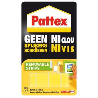 Supermontagestrip pattex 2kg verwijderbaar 10st Supermontagestrip pattex 2kg verwijderbaar 10st