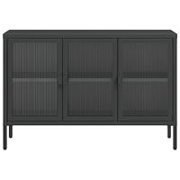 Dressoir 105x35x70 cm glas en staal zwart - thumbnail