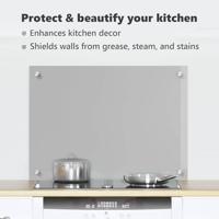 VidaXL Keuken spatscherm lichtgrijs 70 x 50 cm gehard glas - thumbnail