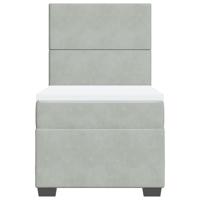 Boxspring met matras fluweel lichtgrijs 100x200 cm - thumbnail
