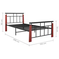 Bedframe metaal en massief eikenhout 90x200 cm - thumbnail