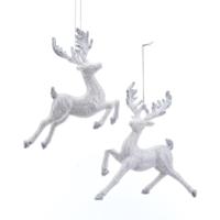 White/Silver Glitter Reindeer - 14 cm ASS kerstbal kerst Kurt S. Adler - Kurt s adler - thumbnail