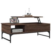 Salontafel 100x50x35 cm bewerkt hout en metaal bruin eikenkleur - thumbnail