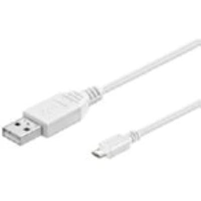 MicroConnect USB A/Micro USB B, 3 m 3 m USB A Micro B mannelijke witte kabel USB - kabel USB (3 m, 3 m, USB A, Micro B, 2.0, mannelijk/mannelijk, wit)