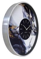 Grote wandklok 48 cm - geruisloos - aluminium - NeXtime 'Marble Duo' - thumbnail