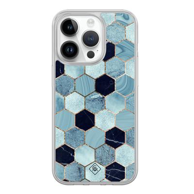 iPhone 14 Pro hybride hoesje - Blue cubes