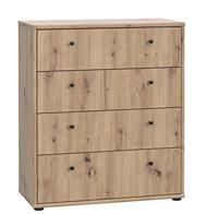 TEMPRA Commode - Ambachtelijk eikenhouteffect - 4 laden - B 73,7 × D 34,8 × H 85,5 cm - thumbnail