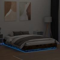 Bedframe met LED-verlichting gerookt eikenkleurig 140x200 cm - thumbnail