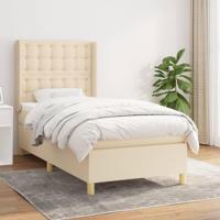 Boxspring met matras stof crèmekleurig 90x190 cm - thumbnail