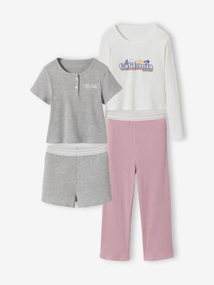 Set van 2 korte en lange pyjama's gemêleerd grijs