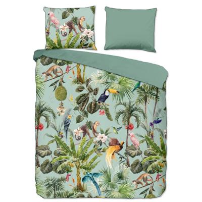 Descanso Dekbedovertrek "dieren in de jungle" - Groen - (240x200/220 cm) - Biologisch Katoen satijn