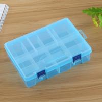 Dubbellaags 8 slots" Plastic sieraden doos organisator opslagcontainer met verstelbare Dividers(Blue)" - thumbnail