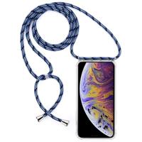 Vierhoek anti-val transparante TPU mobiele telefoon geval met Lanyard voor iPhone XS Max (zwart blauw) - thumbnail