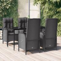 5-delige Tuinset met kussens poly rattan zwart - thumbnail