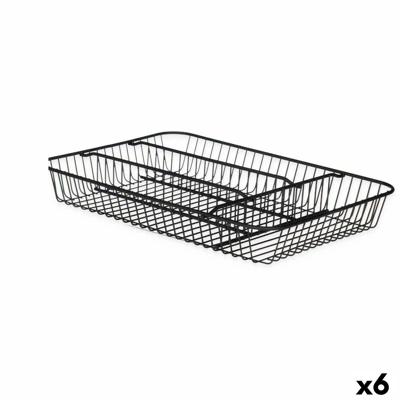 Bestekorganizer Kinvara Zwart Metaal 26 x 4,7 x 35,5 cm 26 x 5,5 x 35,5 cm (6 Stuks)